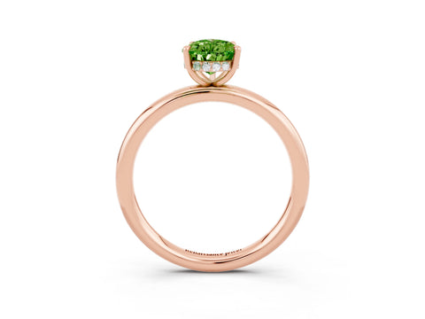 Rose gold Pear Cut Peridot Solitaire Ring with Thin Band and Four-Prong Setting_15