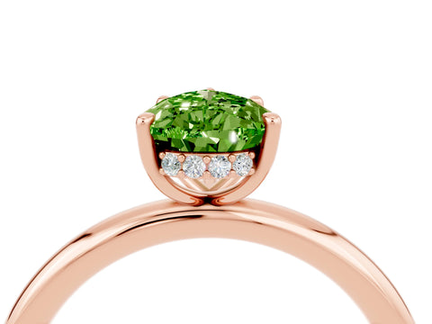 Rose gold Pear Cut Peridot Solitaire Ring with Thin Band and Four-Prong Setting_16