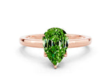 Rose gold Pear Cut Peridot Solitaire Ring with Thin Band and Prong Setting_12