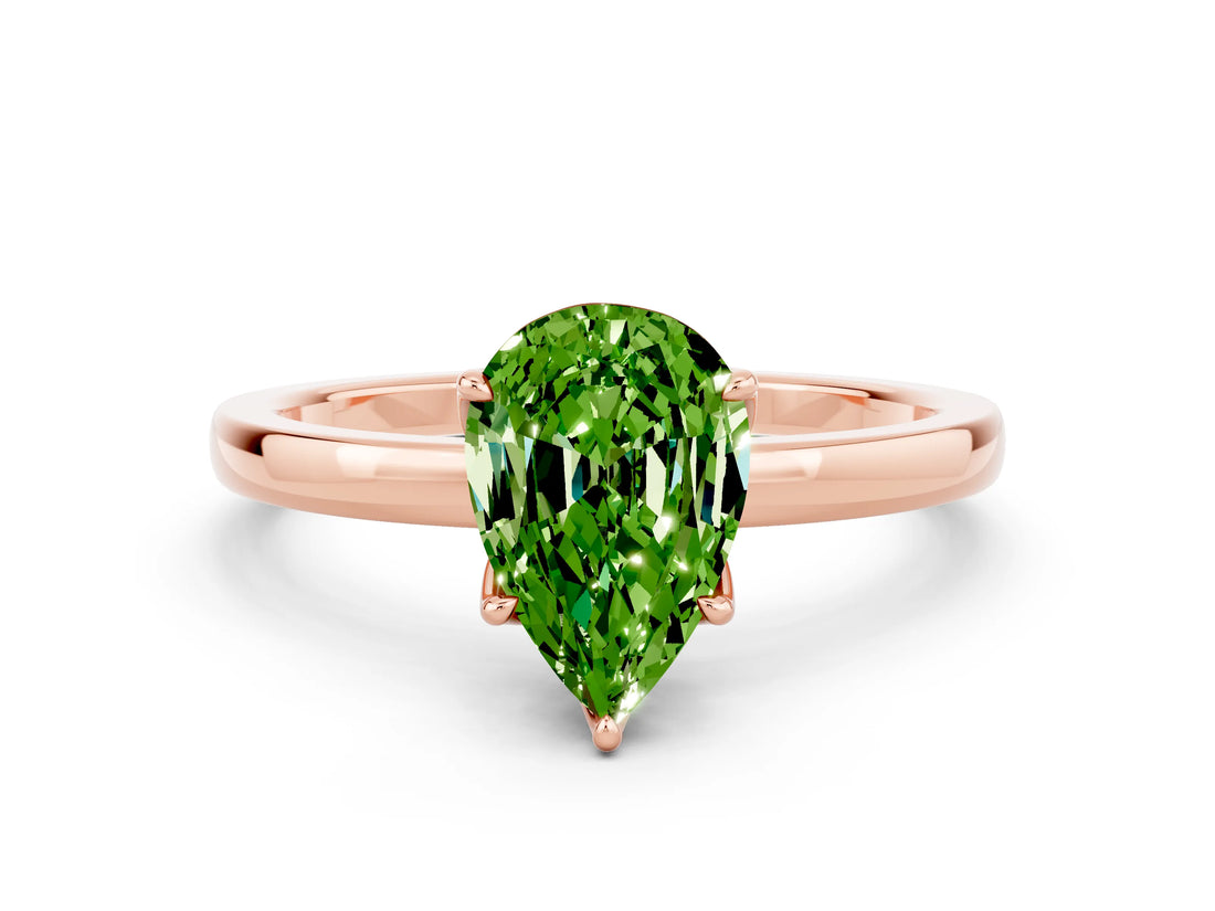 Rose gold Pear Cut Peridot Solitaire Ring with Thin Band and Prong Setting_24