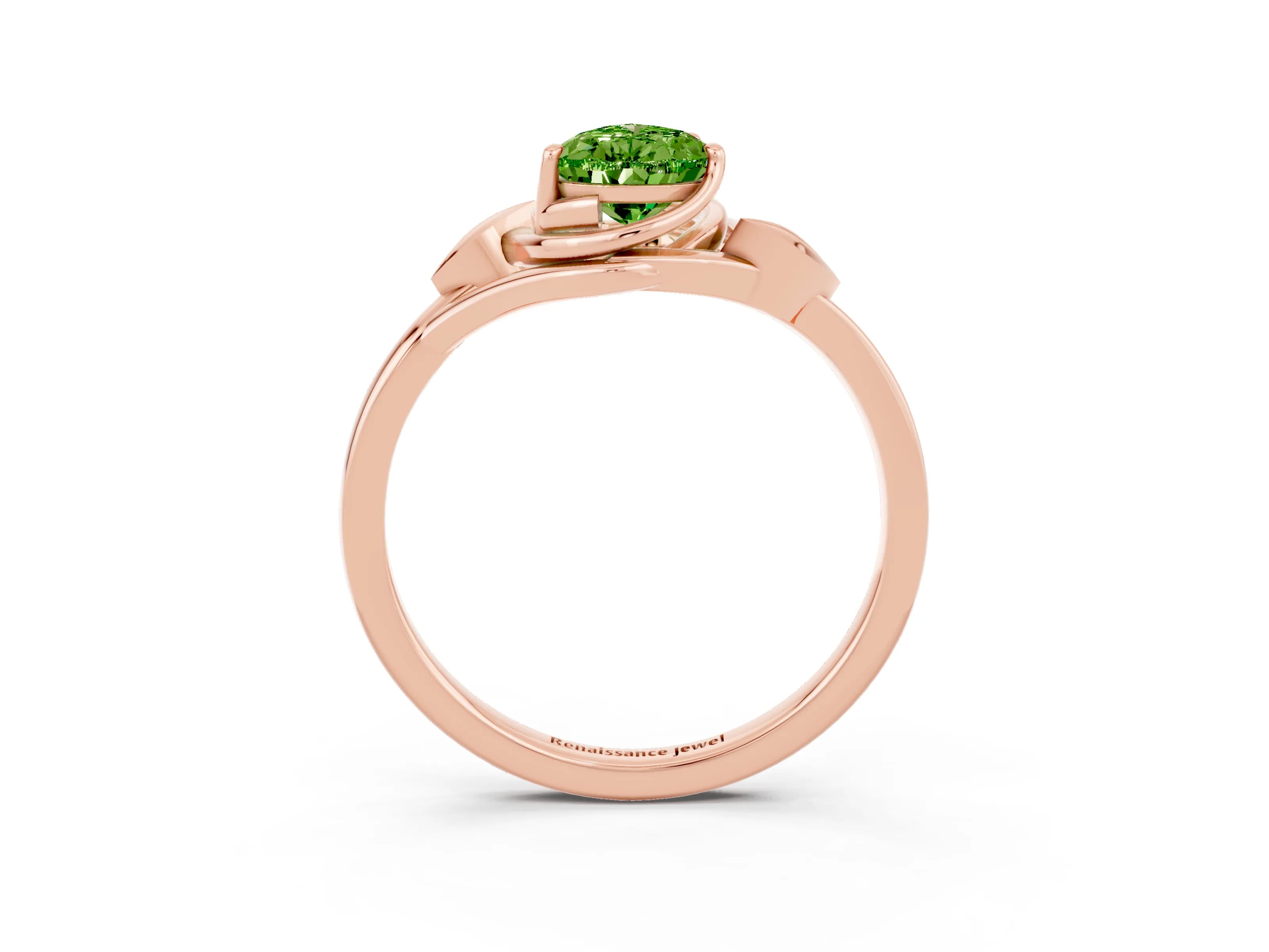 Rose gold Pear Cut Peridot Solitaire Ring with Twist Band and Four-Prong Setting_27