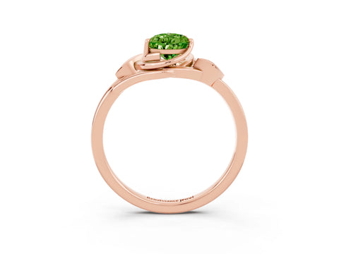 Rose gold Pear Cut Peridot Solitaire Ring with Twist Band and Four-Prong Setting_27