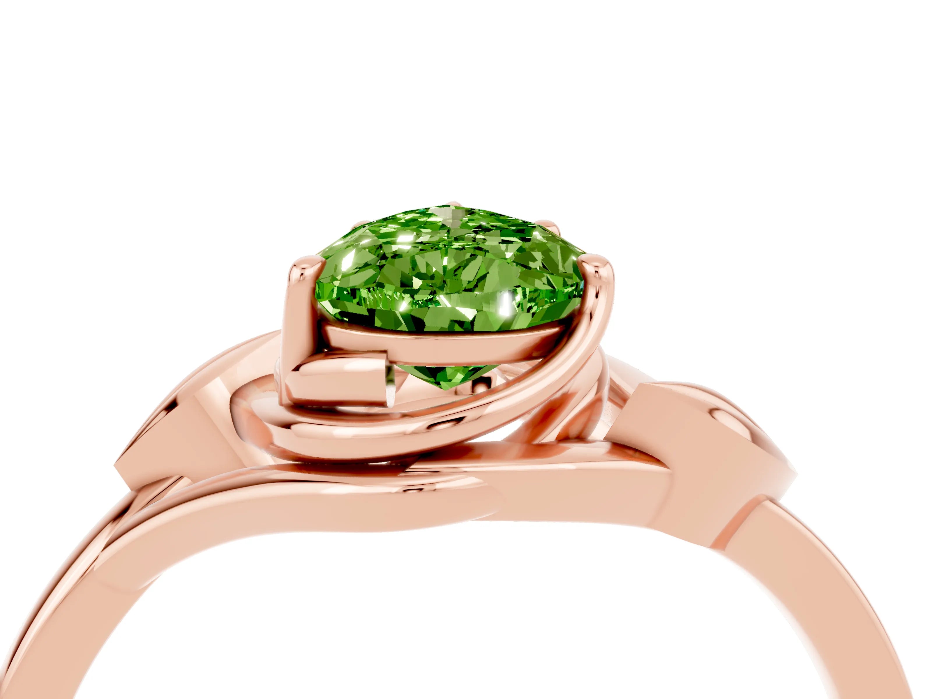 Rose gold Pear Cut Peridot Solitaire Ring with Twist Band and Four-Prong Setting_28