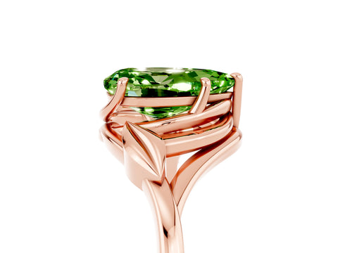 Rose gold Pear Cut Peridot Solitaire Ring with Twist Band and Four-Prong Setting_29