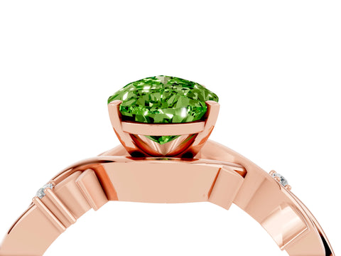 Rose gold Pear Cut Peridot Solitaire Ring with Twisted Band and Prong Setting_4