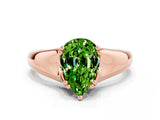 Rose gold Pear Cut Peridot Solitaire Ring with Wide Band and Prong Setting