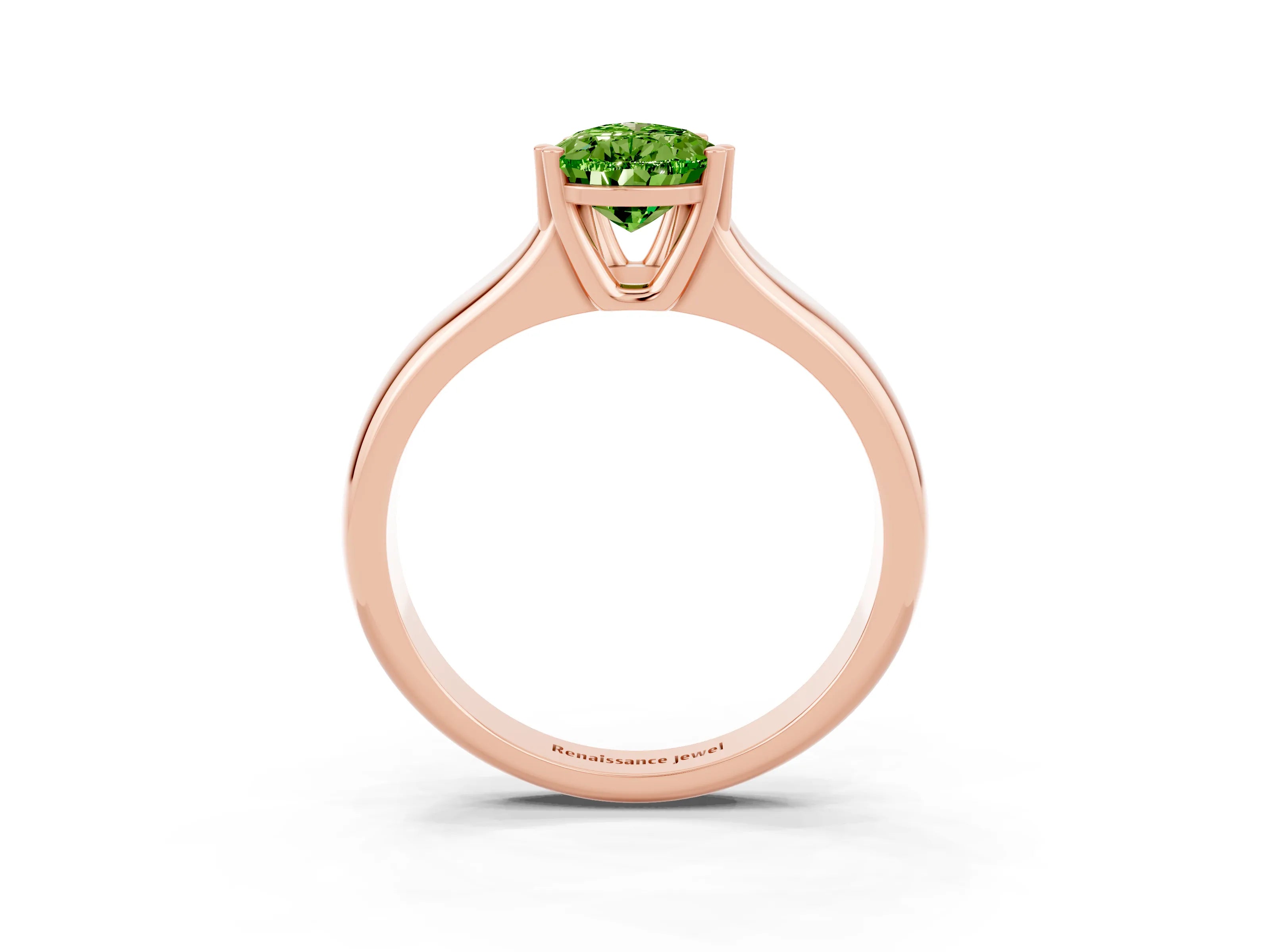 Rose gold Pear Cut Peridot Solitaire Ring with Wide Band and Prong Setting_3