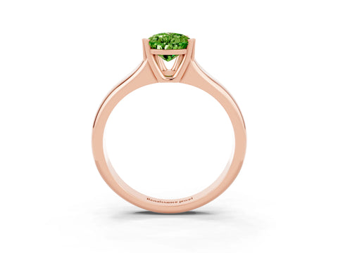 Rose gold Pear Cut Peridot Solitaire Ring with Wide Band and Prong Setting_3