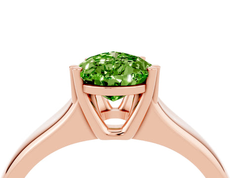 Rose gold Pear Cut Peridot Solitaire Ring with Wide Band and Prong Setting_4