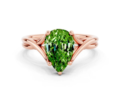 Rose gold Pear Cut Peridot Solitaire Twist Band Prong Setting Ring_24