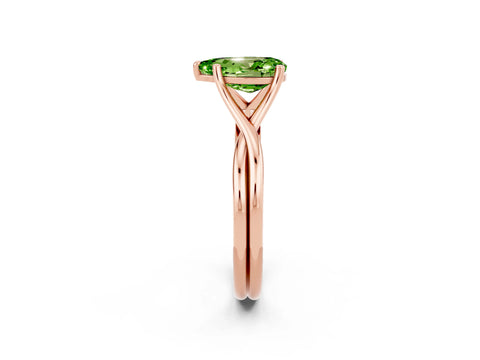 Rose gold Pear Cut Peridot Solitaire Twist Band Prong Setting Ring_26