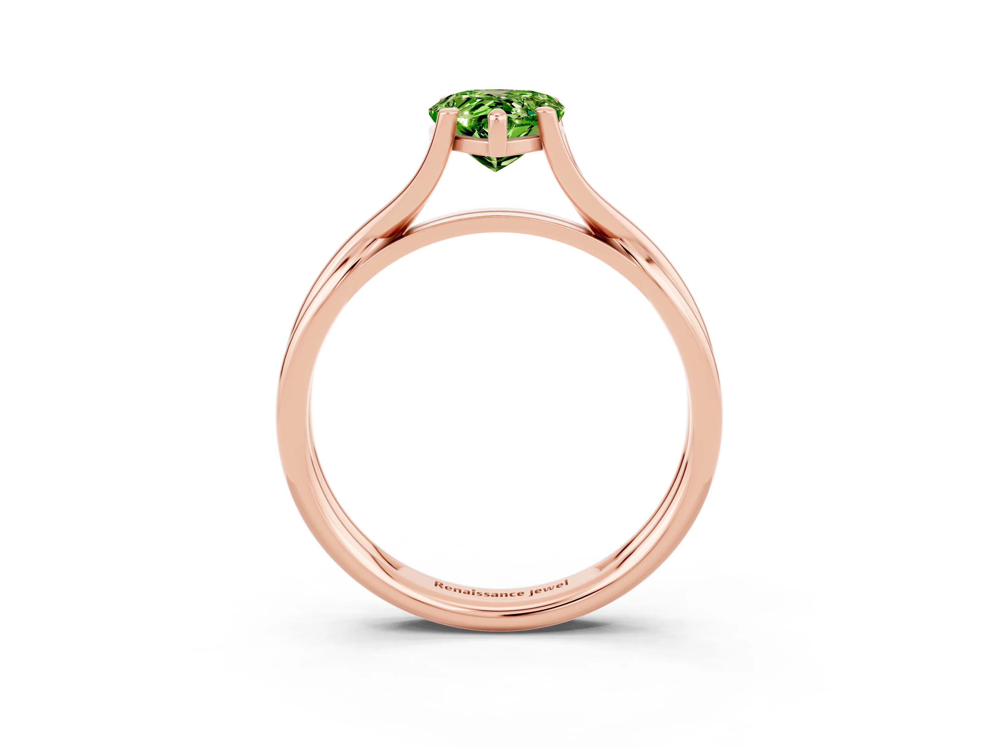 Rose gold Pear Cut Peridot Solitaire Twist Band Prong Setting Ring_27
