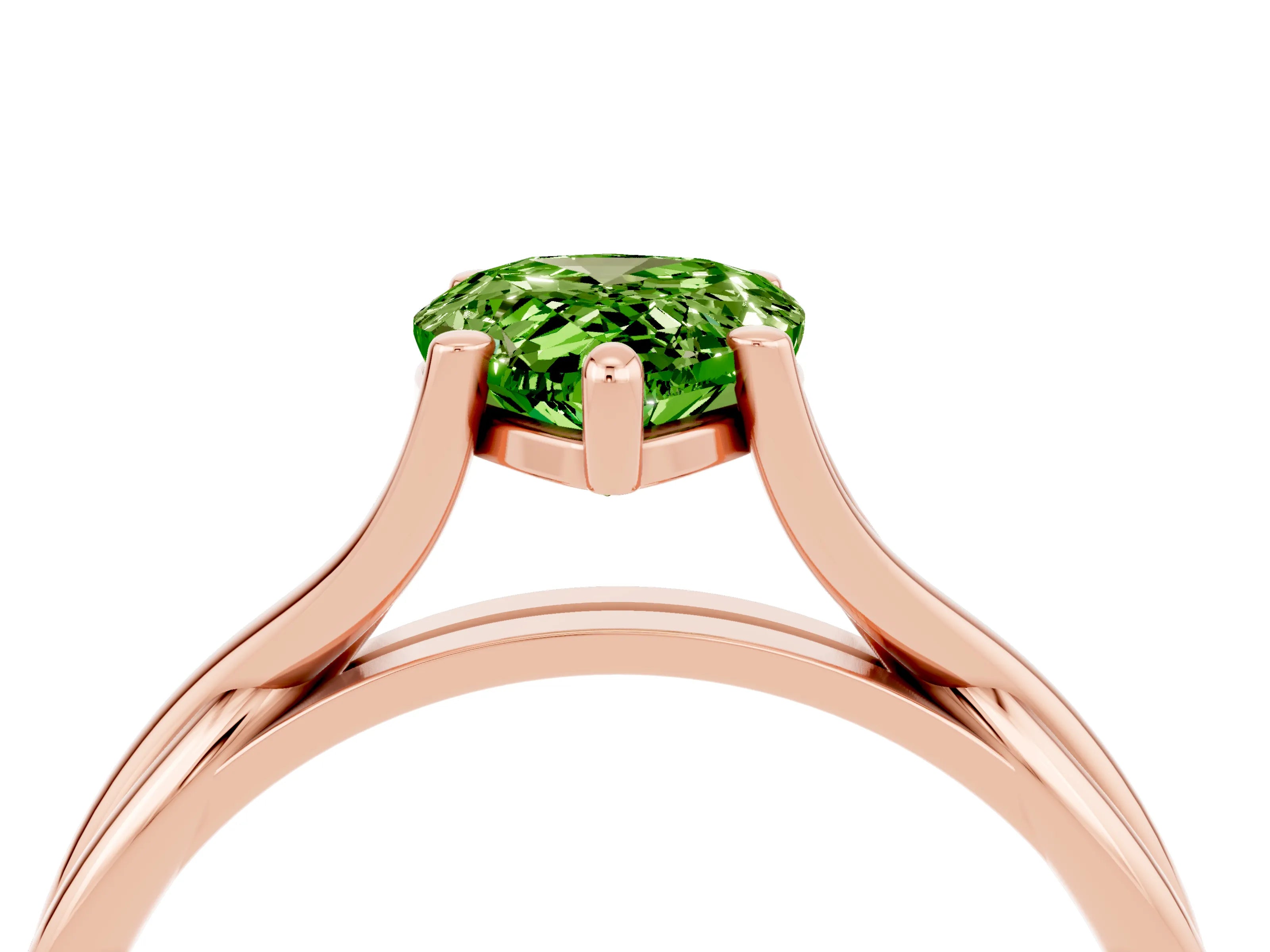 Rose gold Pear Cut Peridot Solitaire Twist Band Prong Setting Ring_28