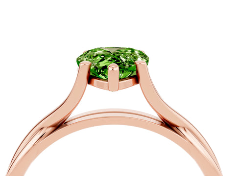 Rose gold Pear Cut Peridot Solitaire Twist Band Prong Setting Ring_28
