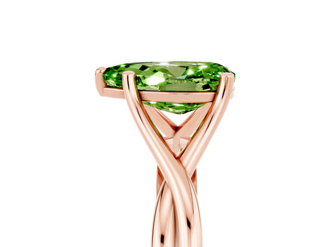 Rose gold Pear Cut Peridot Solitaire Twist Band Prong Setting Ring_29