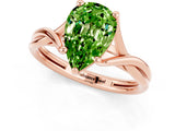 Rose gold Pear Cut Peridot Solitaire Twist Band Prong Setting Ring_37