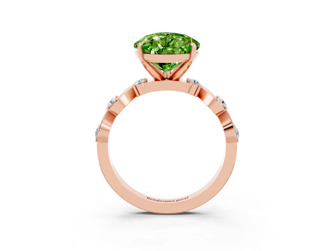 Rose gold Pear Cut Peridot Solitaire Twisted Band with Round  Accents and Prong Setting_15
