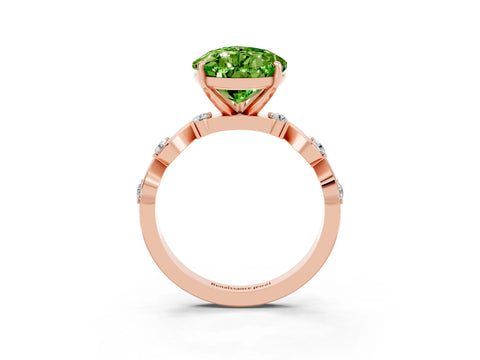 Rose gold Pear Cut Peridot Solitaire Twisted Band with Round  Accents and Prong Setting_40