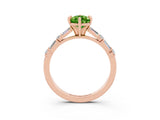 Rose gold Pear Cut Peridot Solitaire with Side Baguettes and Channel Set Band_3