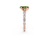 Rose gold Pear Cut Peridot Solitaire with Side Stones, Pave Band, Four-Prong Setting_38
