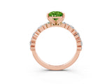 Rose gold Pear Cut Peridot Solitaire with Side Stones, Pave Band, Four-Prong Setting_39