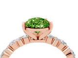 Rose gold Pear Cut Peridot Solitaire with Side Stones, Pave Band, Four-Prong Setting_40
