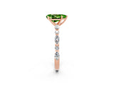 Rose gold Pear Cut Peridot Solitaire with Side Stones on a Pavé Band and Four-Prong Setting_2