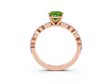 Rose gold Pear Cut Peridot Solitaire with Side Stones on a Pavé Band and Four-Prong Setting_3