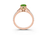 Rose gold Pear Cut Peridot Split Shank Engagement Ring with Pavé Band_3