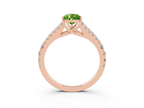 Rose gold Pear Cut Peridot Split Shank Pavé Engagement Ring with Four-Prong Setting_15