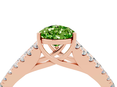 Rose gold Pear Cut Peridot Split Shank Pavé Engagement Ring with Four-Prong Setting_16