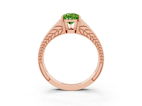Rose gold Pear Cut Peridot Split Shank Ring with Pavé Band and Four-Prong Setting_3