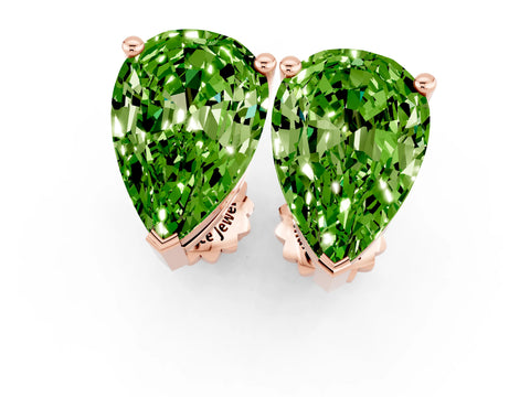Rose gold Pear Cut Peridot Stud Earrings_19