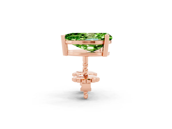 Rose gold Pear Cut Peridot Stud Earrings