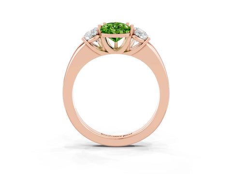 Rose gold Pear Cut Peridot Three-Stone Ring with Four-Prong Setting and Classic Band_3