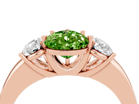 Rose gold Pear Cut Peridot Three-Stone Ring with Four-Prong Setting and Classic Band_4