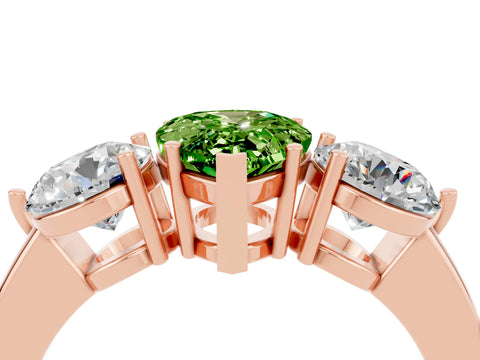 Rose gold Pear Cut Peridot Three-Stone Ring with Prong Setting and Classic Band_4