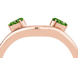 Rose gold Pear Cut Peridot Two-Stone Open Band Ring with Prong Setting_10