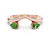 Rose gold Pear Cut Peridot Two-Stone Open Band Ring with Prong Setting_6