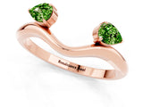 Rose gold Pear Cut Peridot Two-Stone Open Band Ring with Prong Setting_7