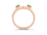 Rose gold Pear Cut Peridot Two-Stone Open Band Ring with Prong Setting_9