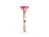 Rose gold Pear Cut Pink Sapphire Engagement Ring with Side Stone Accents and Four-Prong Setting_53