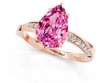 Rose gold Pear Cut Pink Sapphire Engagement Ring with Side Stone Accents and Four-Prong Setting_61