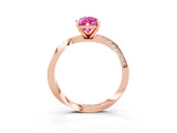 Rose gold Pear Cut Pink Sapphire Engagement Ring with Side Stone Accents and Four-Prong Setting_63