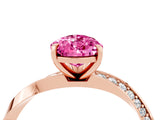 Rose gold Pear Cut Pink Sapphire Engagement Ring with Side Stone Accents and Four-Prong Setting_64