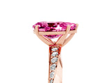 Rose gold Pear Cut Pink Sapphire Engagement Ring with Side Stone Accents and Four-Prong Setting_65