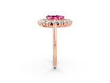 Rose gold Pear Cut Pink Sapphire Floral Double Halo Engagement Ring with Prong Setting_50
