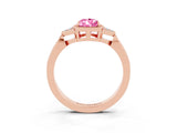 Rose gold Pear Cut Pink Sapphire Halo Ring with Tapered Band and Four-Prong Setting_3