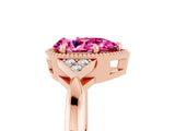 Rose gold Pear Cut Pink Sapphire Halo Ring with Tapered Band and Four-Prong Setting_5