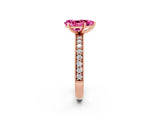 Rose gold Pear Cut Pink Sapphire Milgrain Pavé Engagement Ring with Four-Prong Setting_26